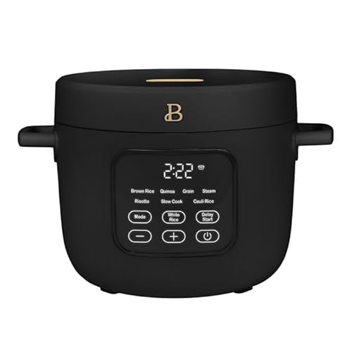 Image of Beautiful 14-Cup Electric Rice and Grain Cooker, Black by Drew Barrymore – Ceramic Nonstick Pot, Multi-Function Rice Maker for Grains, Quinoa & Oatmeal, Auto Keep Warm, Dishwasher Safe, Elegant Design