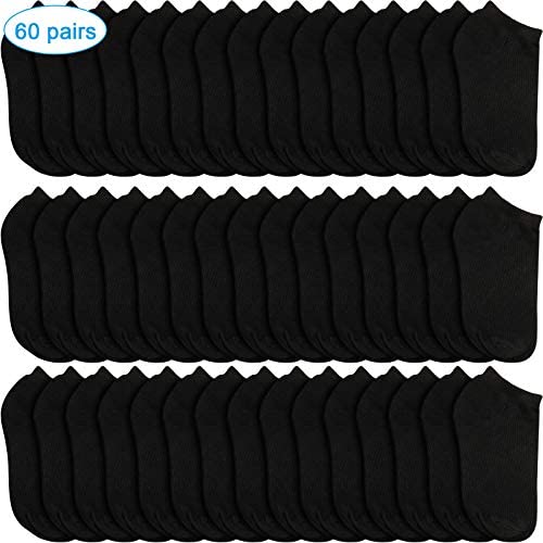 Image of Syhood 60 Pairs No Show Socks Bulk Low Cut Socks for Men Women Unisex Thin Cotton Boat Liner for Homeless Casual Sports Tab