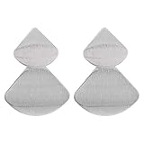 2)Gesamtgewicht: 9.3g Modisch Statement Ohrstecker Ohrringe, Gebürstete Oberfläche Doppel Sektor Gliederkette Große Baumelnde, Partei