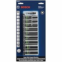 Bosch ITDSO12V10 10 Stück Impact Tough Deep Well 1/2 Zoll Steckschlüsselsatz mit 1/4 Zoll Sechskant auf 1/2 Zoll Stecknuss Adapter, Schwarz – Ansicht 2