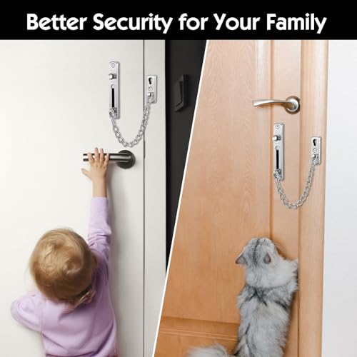 Bohoray 2 Stücke Edelstahl Türkette, Silbrig Türsicherheitskette mit 1 Schraubendreher, Innen Türkette Haustür, Türen Sicherheitskette für Haus, Hotel, Innentüren und Fenster