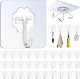 VALKORA 60 Pcs Ganchos Para Pared,Ganchos para Baño, Impermeable Ganchos Adhesivos Transparentes Para Pared，Gancho de...