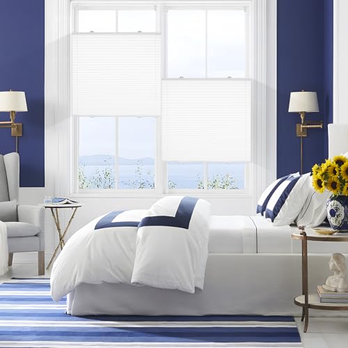 Plissee Klemmfix ohne Bohren Weiß B60 x H130 cm Plissees Lichtdurchlässig Faltrollo Jalousie Plisseerollo Fertigplissee Sichtschutz & Sonnenschutz für Fenster & Tür