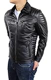 Lederjacke Dante Fur - Biker echt Lamm Leder in schwarz mit Fell (wahlweise Teddyfell oder schwarzes Fell) (S, schwarzes Fell)