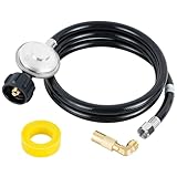 Grecodown 5FT Propane Regulator Hose for Blackstone 17 & 22 Inch Griddle, Heavy Duty Propane Tank Adapter Hose for 20lb LP Tanks, QCC1 Connection Replacement for Tabletop Gas Grill