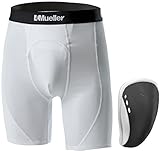 Mueller Adult Athletic Support Short with Flex Shield Cup, White/Gray, Adult Smallhield Cup, Small,...
