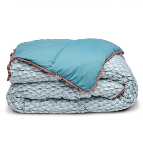 Bleu Calin Couette imprimée Douceur 350g/m2 - Chaude et Douce - Utilisation sans Housse - 220x240cm