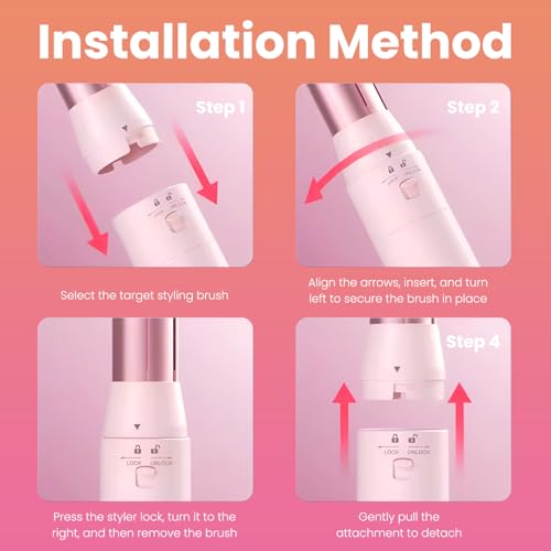 5-in-1 Blow Dryer Brush Set Pink, Ionic Hot Air Brush with Ceramic Tourmaline Metal Curling Barrels, Volumizer Straightener Hair Dryer for All Hair Types Travel Friendly — Aura Luxe - Image 3