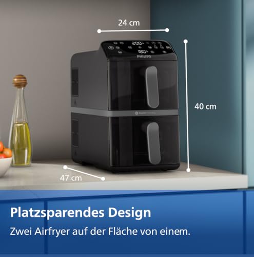 Philips Stacked Airfryer 4000 Serie Heißluftfritteuse, Schwarz/Grau, 10 L – Ansicht 6