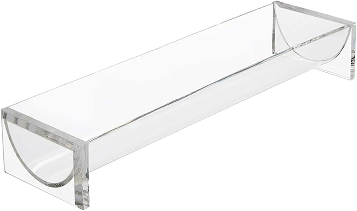 12" Clear Cracker Serving Tray, Transparent Macaron Display Tray, Rectangular Cracker Holder, Food Display Stand for Home (U Shape Acrylic)