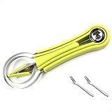 Obst Werkzeug Küchenhelfer Set - 4 in 1 Edelstahl-Wassermelonenschneider Obstschnitzwerkzeug-Set ,Fruchtschaufel-Samenentferner Wassermelonen-Messer ,Schnitzmesser ,für DIY-Obstsalate