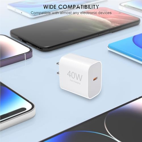 Image of USB C Charger Block,2-Pack 40W Type C Chagrer Fast Charging with 4FT&6FT Fast Charging Cable Compatible with i Phone 17 /17 Plus /17 Pro /17 Pro Max /16 /16 Plus /16 Pro /16 Pro Max /15 /15 Pro Max