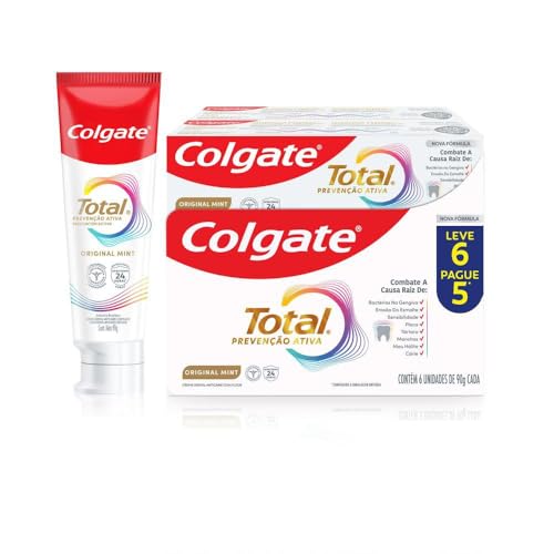 Colgate Creme Dental Total Original Mint, Prevenção Ativa, 90g 6 unidades Colgate Creme Dental Total Original Mint, Prevenção Ativa, 90g 6 unidades