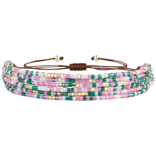 Image of KELITCH Adjustable Multi Strand Bracelets Colorful Miyuki Seed Beads Wrap Bracelets Bangle Women Jewelry