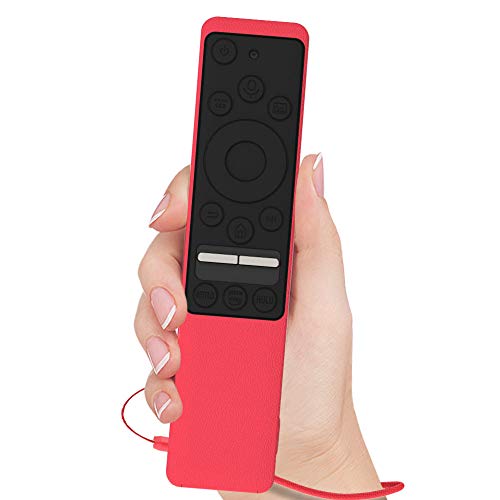 Image of Oboe Sikai Silicone Case Compatible with Samsung BN59-01312A QLED 8K 4K Smart TV Remote Shockproof Full Wrap Protective Remote Cover Skin-Friendly Anti-Slip Anti-Lost with Remote Loop (Red-Black)