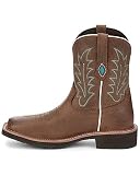Justin Women's Ema Short Western Boot Broad Square Toe Brown 9 M