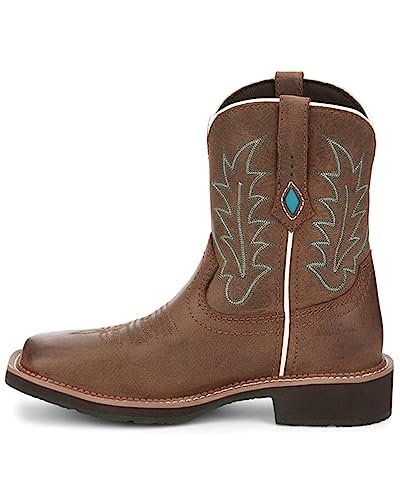 Justin Women's Ema Short Western Boot Broad Square Toe Brown 9 M #TOP7