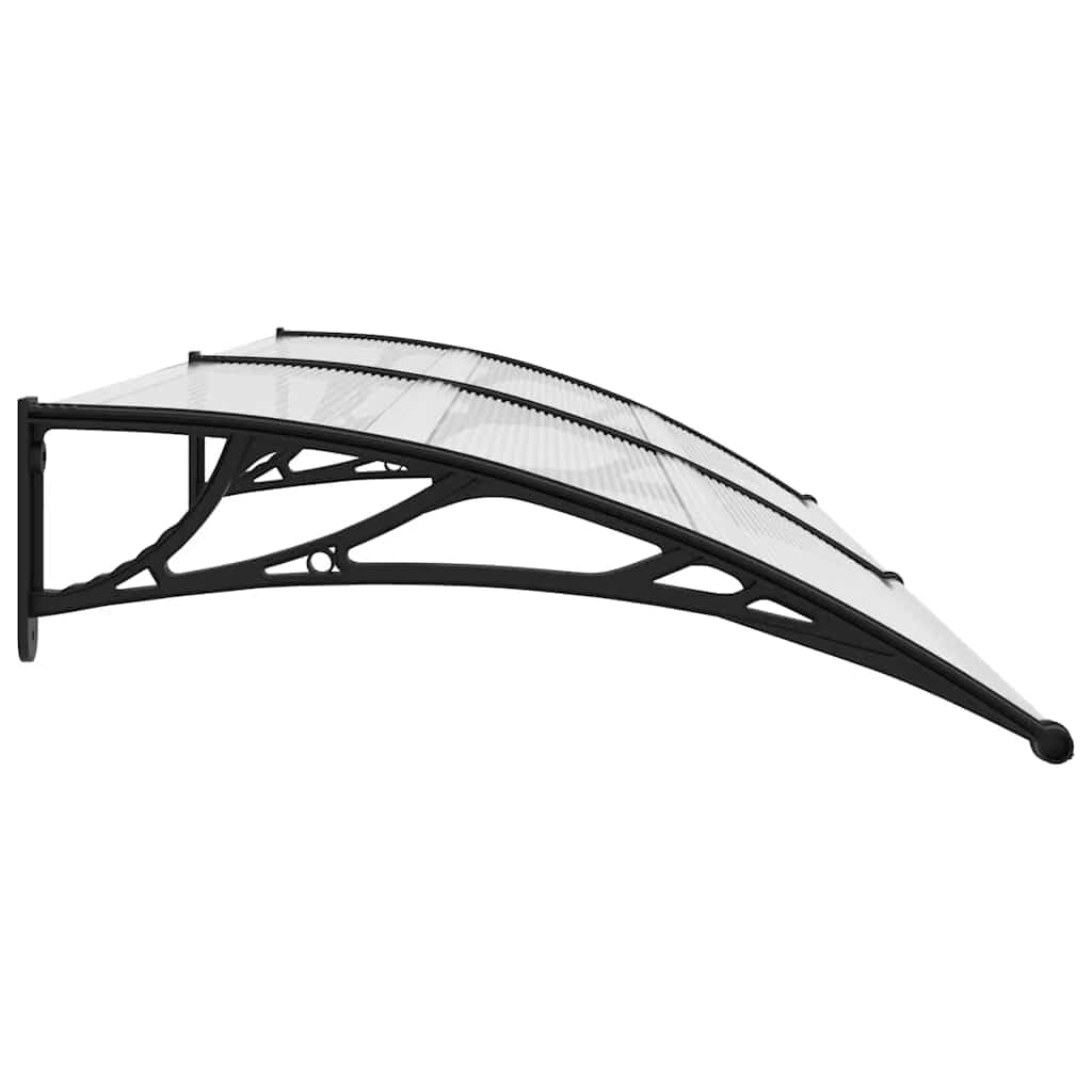 vidaXL Türvordach Haustürdach Haustür Überdachung Türdach Pultvordach Vordach Haustürvordach Schwarz Transparent 240x80cm PC Aluminiumstab