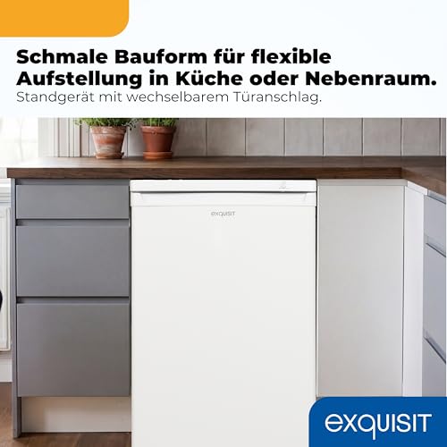 Exquisit Exquisit Gefrierschrank | 91 l Nutzinhalt, Energieeffizienzklasse E, 40 dB(A) | kompakte Bauform, 4-Sterne-Gefrieren, manuelle Temperaturregelung, wechselbarer Türanschlag | GS512-040E weiss - Produktansicht 3 | Gefriertruhen