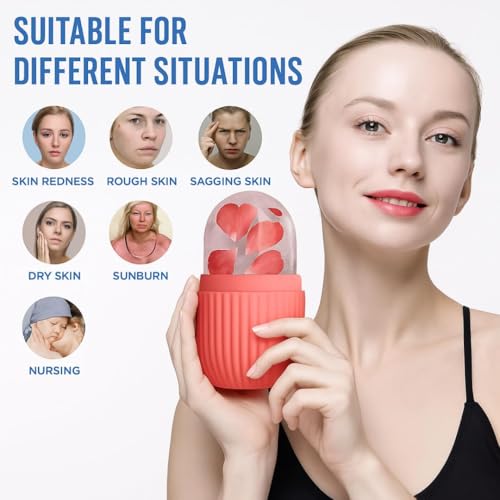 Image of Face Ice Roller for Men & Women - Reusable & Unbreakable Face Massager for Glowing Skin, Puffy Eyes & Relaxation - Ice Cube Roller for Skin Care (Multicolor)