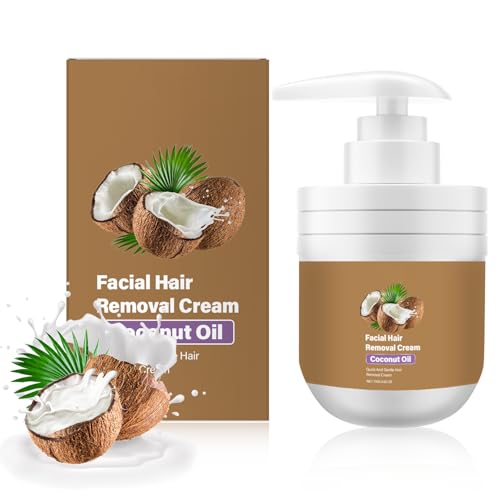 ROSINO Coconut Oil Facial Hair Removal Cream, Facial Hair Removal Cream for Women, ROSINO Facial Depilatory Creams, Coconut Oil Based Gentle Body Hair Remover Creams for Smooth Skin