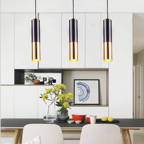 Suspension cylindrique en métal durable noir avec spot LED intégré - 4