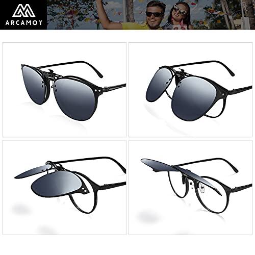 Image of Clip on Sunglasses Over Prescription Glasses Polarized Anti Glare Flip Up UV Protection Glasses For Men Women