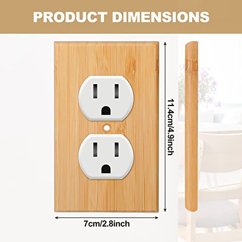 Pinkunn 10 Pieces Solid Wood Light Switch Plate Outlet Covers 4.5 X 2.76 Inch Bamboo Wooden Decorative Wall Plate For Bedroom Kitchen Home (Double Hole Outlet) #TOP1