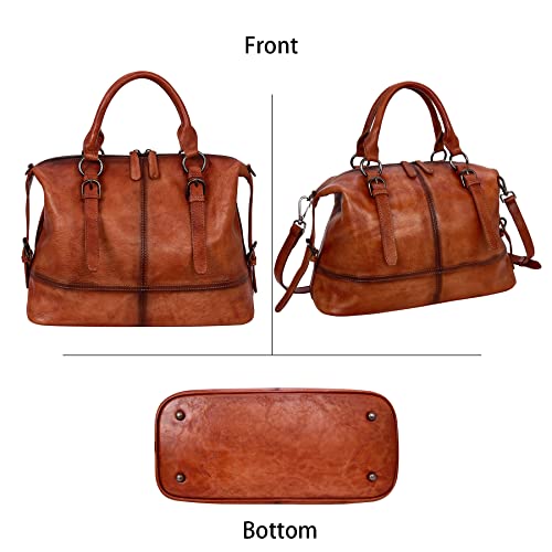 Heshe Genuine Leather Top Handle Purse Handbag Designer Ladies Crossbody Bag For Women(Brown) #TOP3