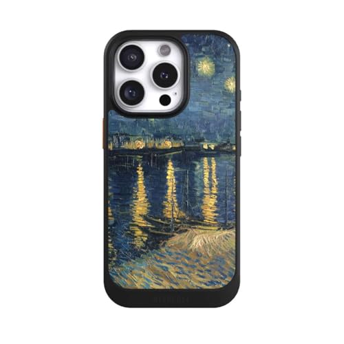 Coque iPhone 16 Pro coque de protection NIVOcore noire peinture Van Gogh