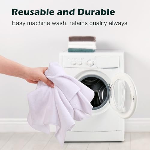 Image of White Washcloths 15 Pack, Highly Absorbent & Quick Drying Face Towels | Face Towels, Soft Bath Towels, Multi-Purpose Microfiber Wash Cloths for Bathroom, Hotel, Spa, Gym and Kitchen, 12x12 inches