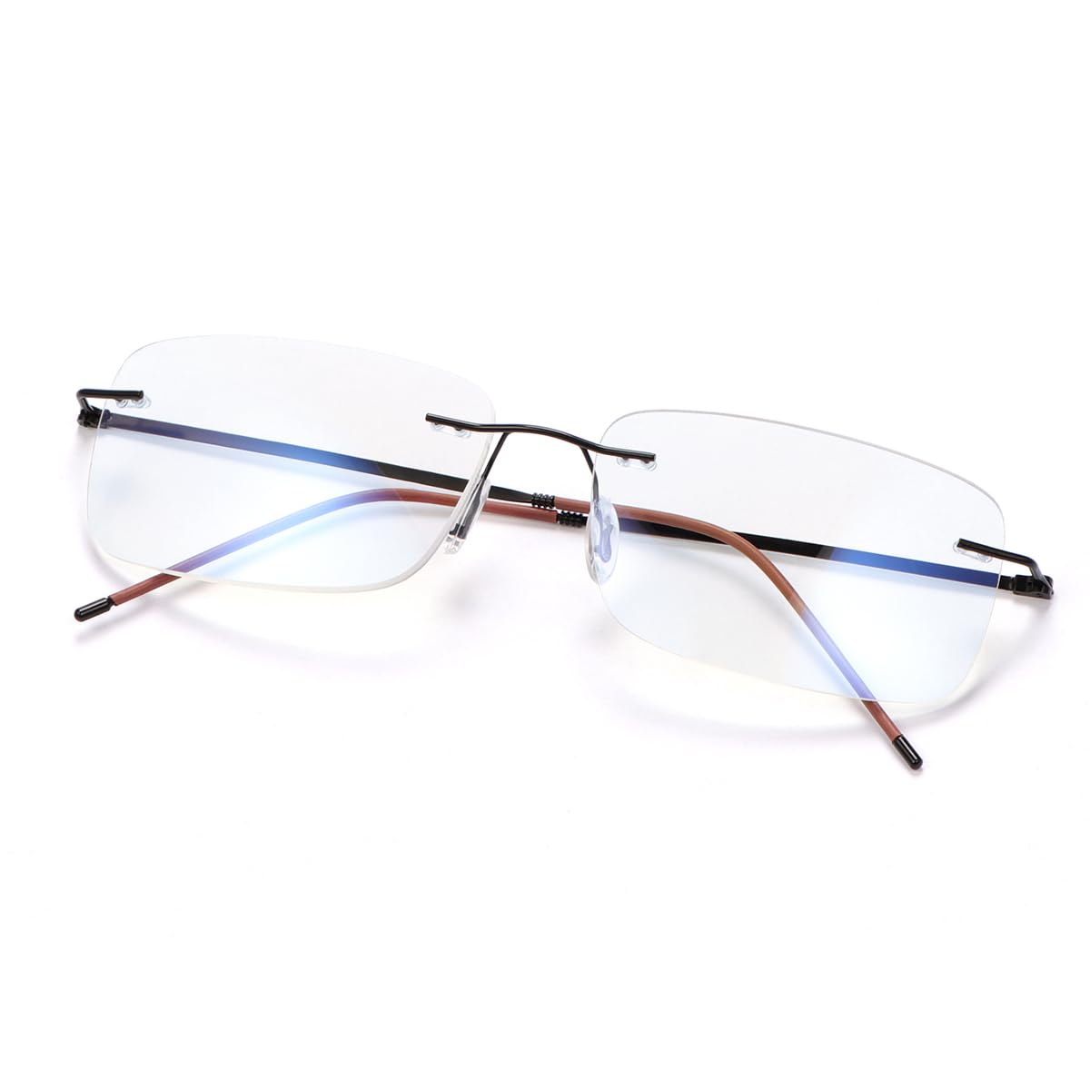 YIMIProgressive Multifocus Rimless Reading Glasses UV400 Computer Anti Blue Light Readers Transition Glasses for Men Women