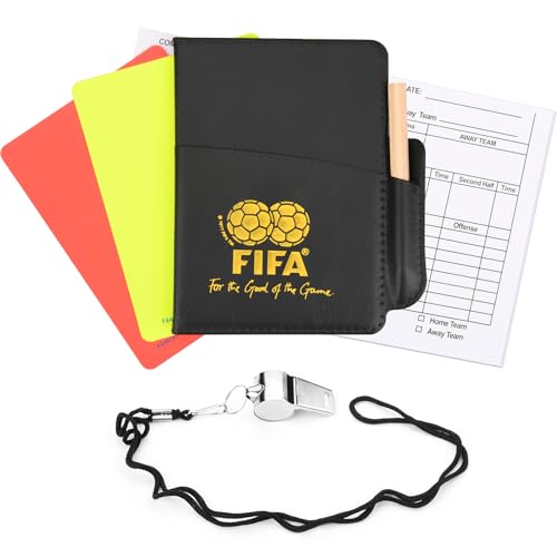 Cosmos Soccer Referee Card Set Red Card Yellow Card Wallet Set with Metal Referee Whistle & Score...