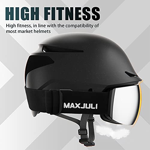 Image of MAXJULI Ski Goggles Men Women,OTG Snow Goggles with Magnetic Interchangeable Anti-fog HD Lens UV Protection (Black Frame /Silver Lens)