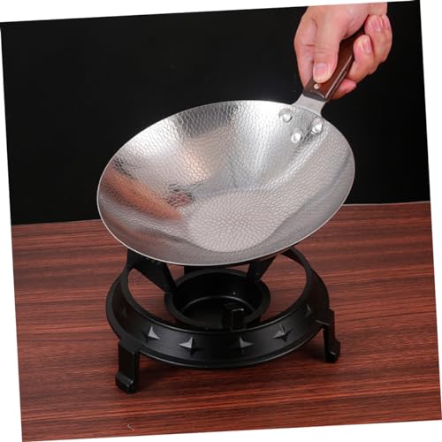 Wok de acero inoxidable con mango de madera miniatura 5