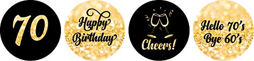 Darling Souvenir adesivi al cioccolato Etichette fai da te 190 pezzi Acclamazioni 70 ° compleanno Stickers-Glitter a tema Gold & Nero