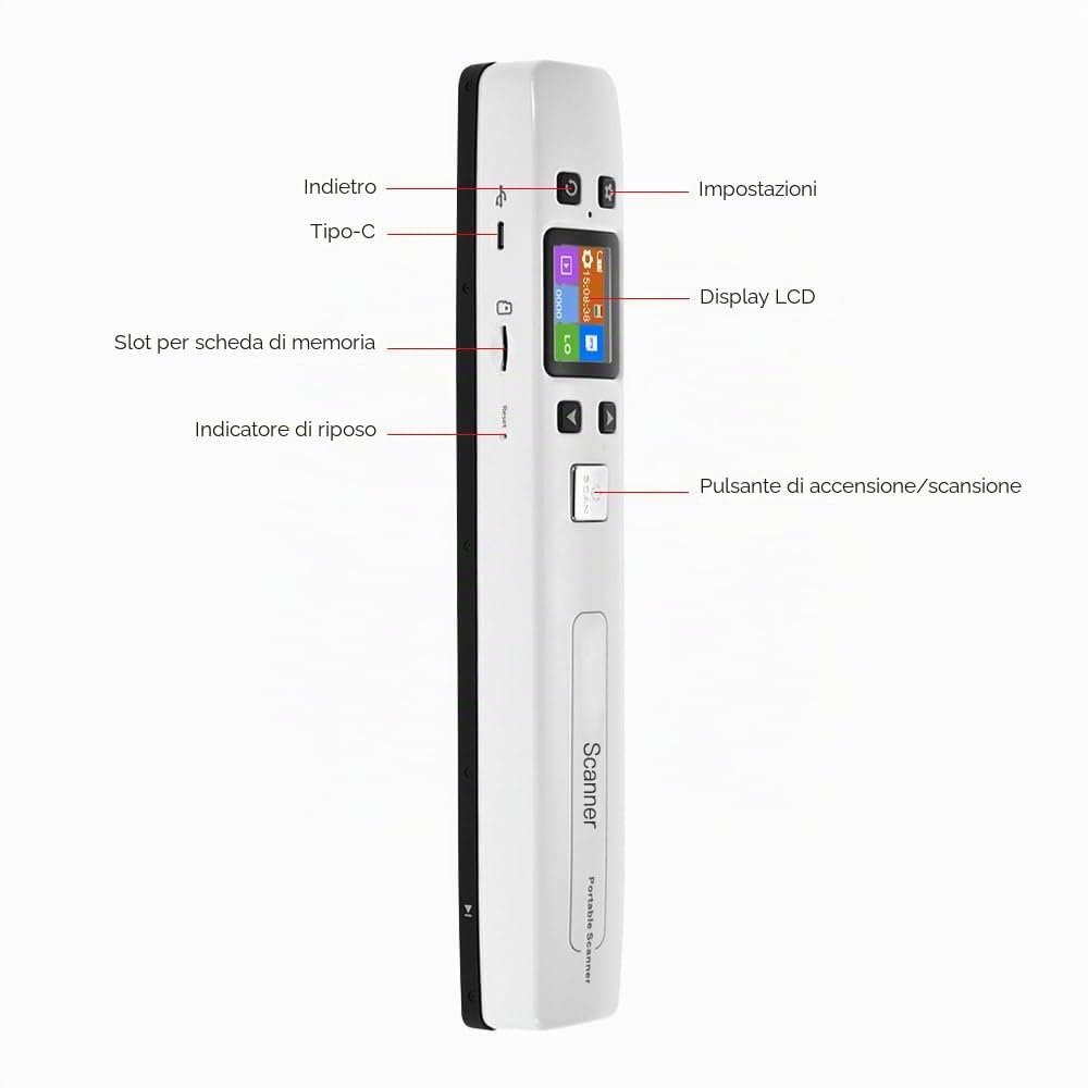 WiFi 1050DPI Asta Portatile ad Alta Velocità Documento e Immagini Scanner A4 Dimensioni JPG/PDF Formate Display LCD per Business Reciepts Libri