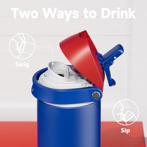 Image of 24 oz Insulated Water Bottle for Men: Meoky Stainless Steel Water Bottle with 2-in-1 Straw and Spout Lid - Leak Proof, Cold for 24 Hours, Fits in Car Cup Holder, BPA-Free for Sports Travel, Navy Blue