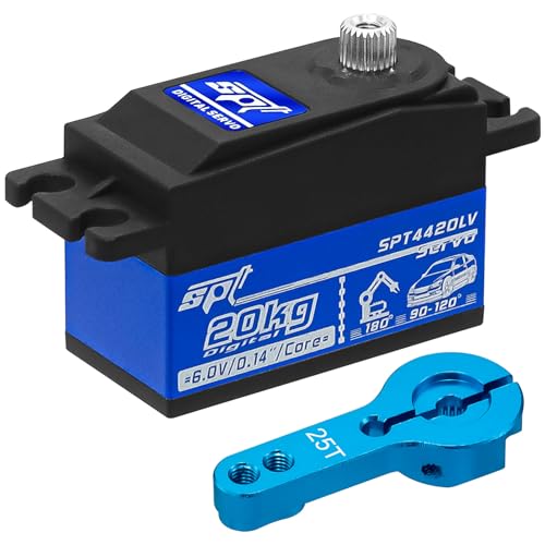 WOAEIUOS 20kg Low Profile Servo RC Digital Servo High Torque Full Metal Gear with 25T Metal Servo Horn for 1/10 RC Car Tamiya Kyosho On-Road Touring Drift Car/Robot/Boat