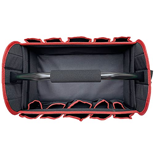 19" Electrician Open Top Tool Tote Bag, 600D Reinforced Material Tool Carrier With 16 External Pockets, Steel Handle And Shoulder Strap #TOP4