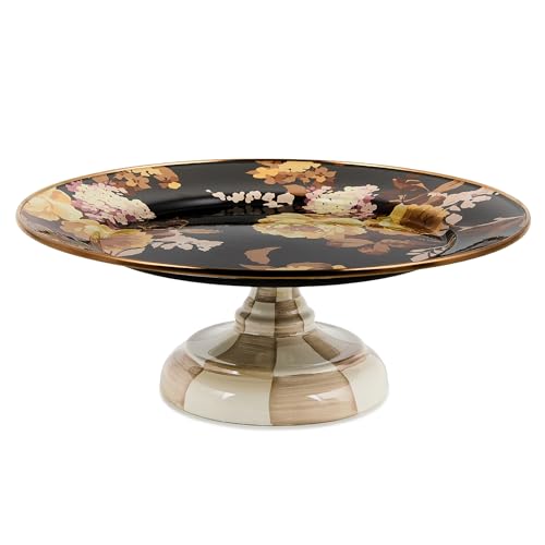Image of MACKENZIE-CHILDS Pedestal Platter, Small, Wild Rose Brown