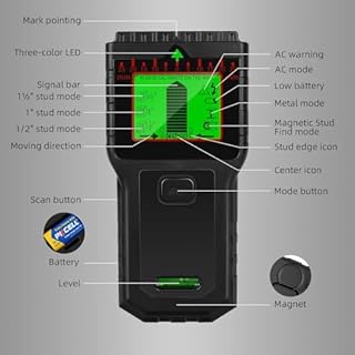 Rilevatore Tubi e Cavi Elettrici - Scanner Multifunzione con Display LCD e Allarme Sonoro, Rilevatore di Fili per Legno, Cavi AC, Metallo, Travetti e Tubi, nero