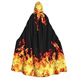 Meaudiwes Teens' Long Costume Cloak for Cosplay, Halloween Party Cloaks, Witch Cape Costume, Happy Halloween Decorations, Flame Fire