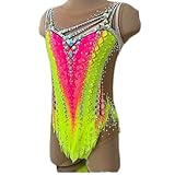 ZYDANC Sleeveless Gymnastics Leotards Women's Girls' One-Piece Practice Outfit Figure Skating Dress High Elasticity,Multi Colored,XXL