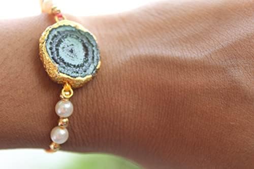 Miniatura 2 de HiJet Rakhi-Hijet - Paquete de 2 pulseras de hilo para hermanoBhai On Rakshabandhan para protecciones y bendiciones, tamaño libre, Gema, Ágata