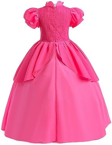 isswya Princess Peach Costume for Girls Cosplay Super Brothers Princess Peach Dress Halloween Party Dress Up 3-12Y 3 41eLLjcXktL. AC
