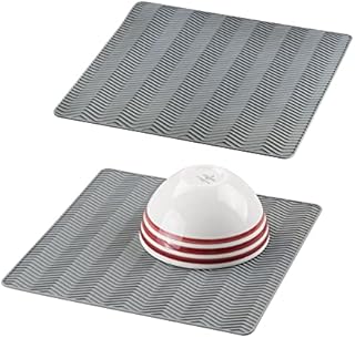 mDesign Silicone Chevron Kitchen Countertop Dish Drying Mat - Medium, Gray - Pack of 2