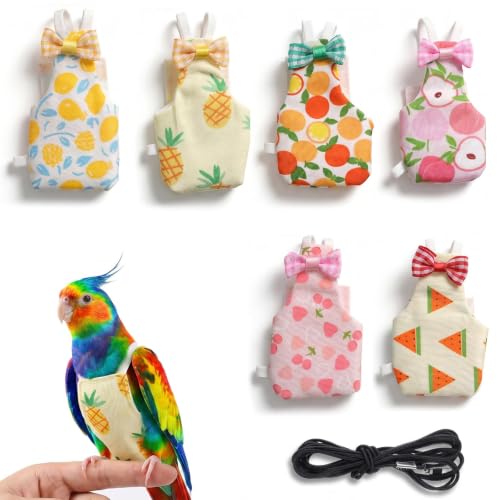 6 Pcs Bird Diaper, Reusable Chicken Diapers, Parrot Diaper Flight Suit with Waterproof Inner - Cute Pet Bird Diapers for Cockatiel Budgie Canary Lovebird