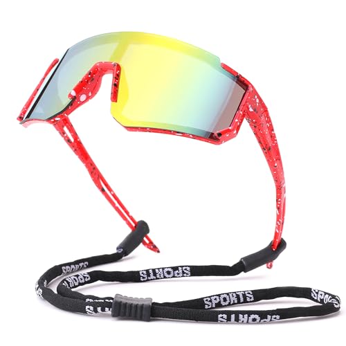 LIU·WEN Youth Baseball Sunglasses With Strap for Boys Girls Age 4-12 - Lightweight Cycling Kids Sports Sun glasses