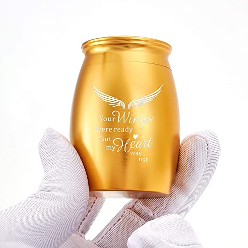 Image of 2.7 Inches Gold Small Urns for Human Ashes Adult Male or Female | Mini Metal Cremation Urn for Human or Pet Ashes - Small Memorial Token Urn - A Perfect Tribute & Gift for Families